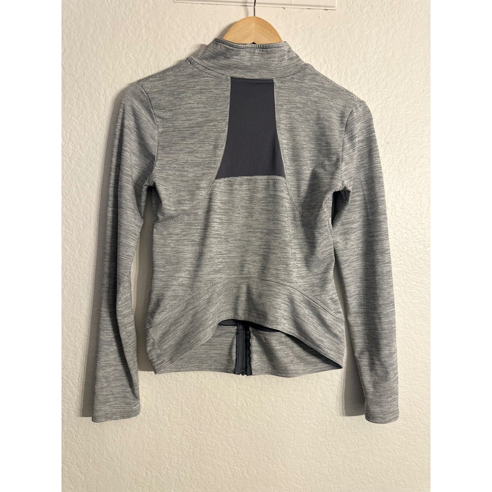 Champion C9 Duo Dry Womens XS Full Zip Striped Athletic Jacket Grey Thumbholes - Picture 7 of 14